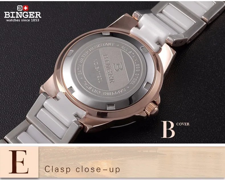 Мода натуральной 2015 Запуск мисс Бингер девушку часы женские керамические часы женские брендовые Роскошные цвета розового золота браслет