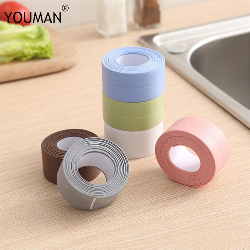 

3.2 M Blue Wallpapers Border PVC Material Kitchen Bathroom Wall Sealing Tape Stickers Waterproof Mold Proof Self Adhesive Tape