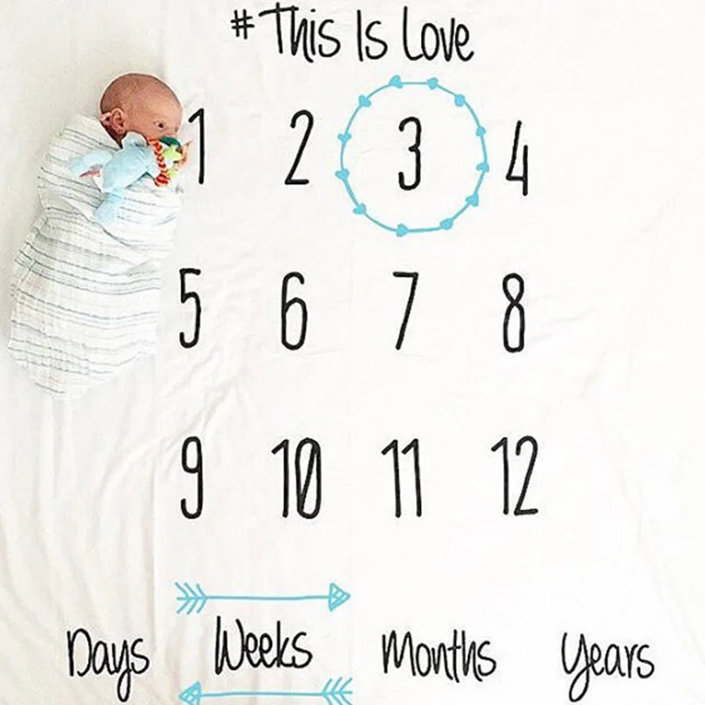 Детское одеяло новорожденное белье для коляски упаковка фото фон ткань ежемесячный рост количество фотографии реквизит - Цвет: love
