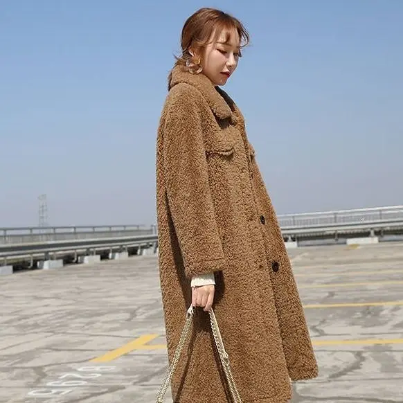Зимнее пушистое пальто женское длинное пальто из искусственного меха