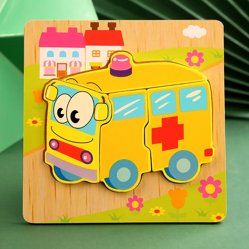 High Quality 3D Wooden Puzzles Educational Cartoon Animals Early Learning Cognition Intelligence Puzzle Game For Children Toys 20