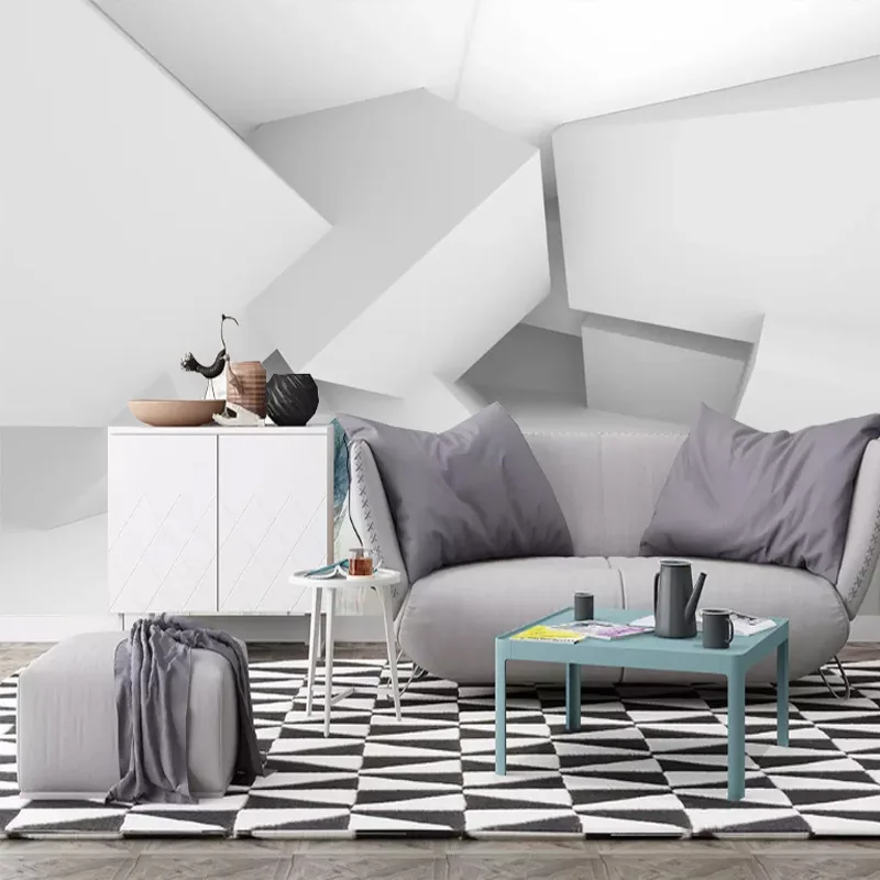 

Northern European-Style Stereo 3D TV Background Wallpaper Modern Minimalist Living Room Bedroom Geometry Bump Cool Decoration Mu