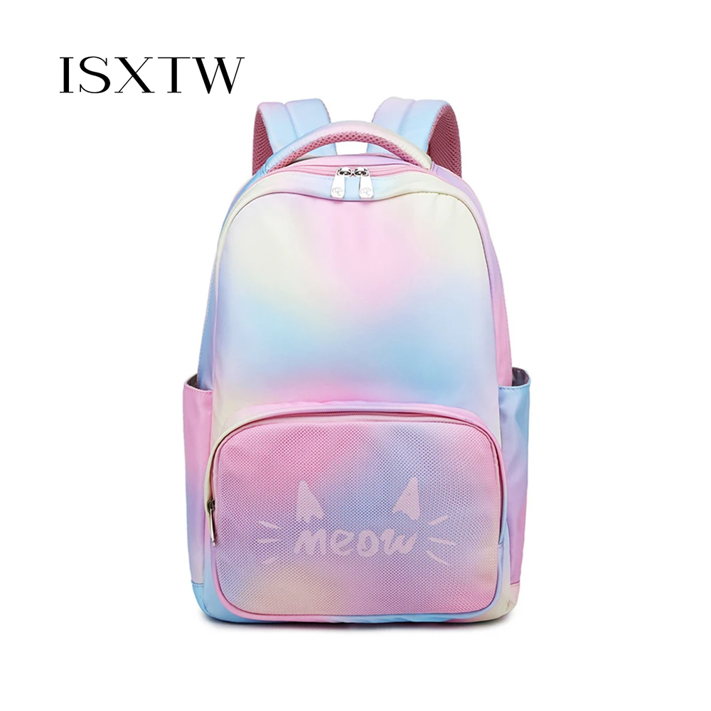

ISXTW 2019 New Color Women's Backpack Curved Shoulder Strap Waterproof Nylon Fabric Large Capacity Casual Bag Girl Backpack/C48