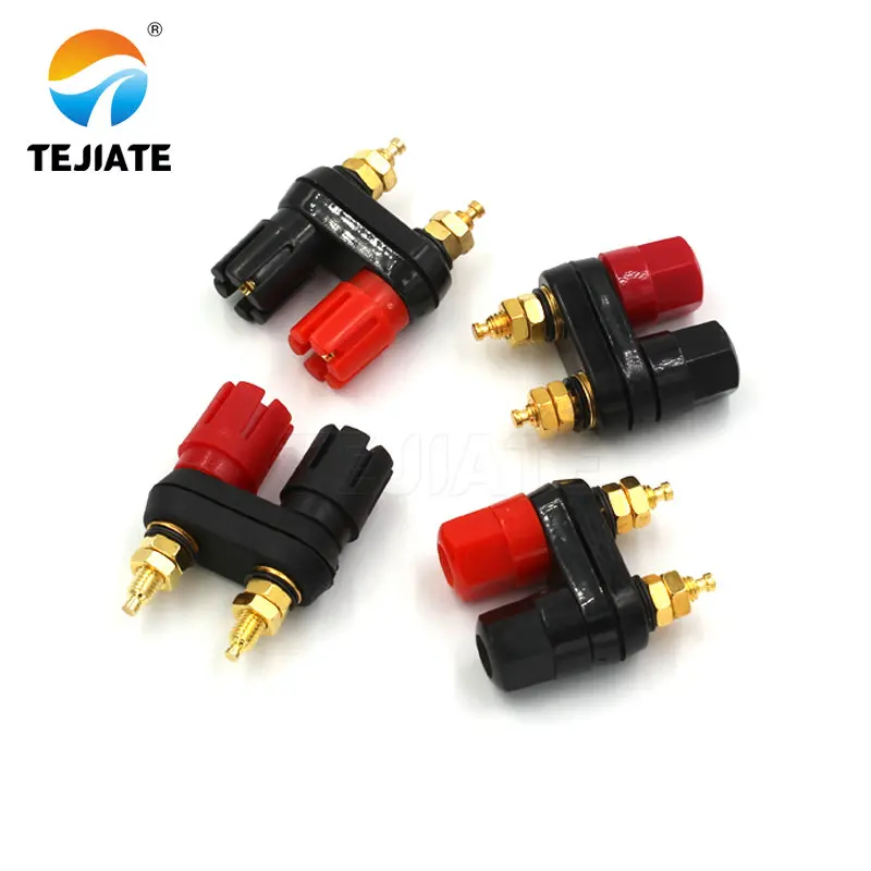 1PCS Conjoined Double-part Power Amplifier Terminal Double-hexagon Connector Double-header Adapter 4mm Banana Socket-terminal audio speaker terminal 4mm banana plug red and black connector amplifier binding 23gb