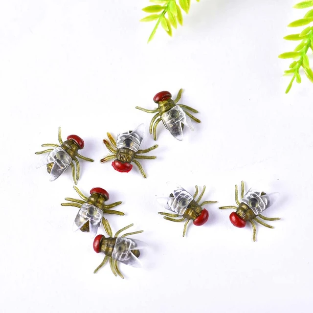 100 Pcs Fake Flies Plastic Simulated Insect Fly Bugs Joke Toys Prank Halloween Supplies Party Favors 4