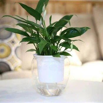 

Creative Self-watering Plant Flower Pot Transparent Plastic Planter Home Garden
