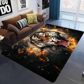

Flame 3D printed living room carpet kids bedroom floor mat parlor nordic decoration home tiger Area Rug Pastoral Carpets Custom