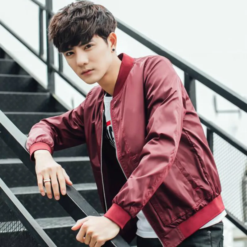 

Spring And Autumn Thin Men Baseball Collar Solid Color Coat Origional Hong Kong Style Slim Fit Large Size Fashion Jacket Men's