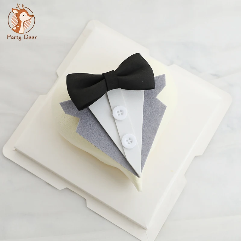 New Happy Daddy Bow Tie Shirt Suit sets Cake Topper For Father Mother DAD Birthday Party Decorations Love Gifts | Дом и сад