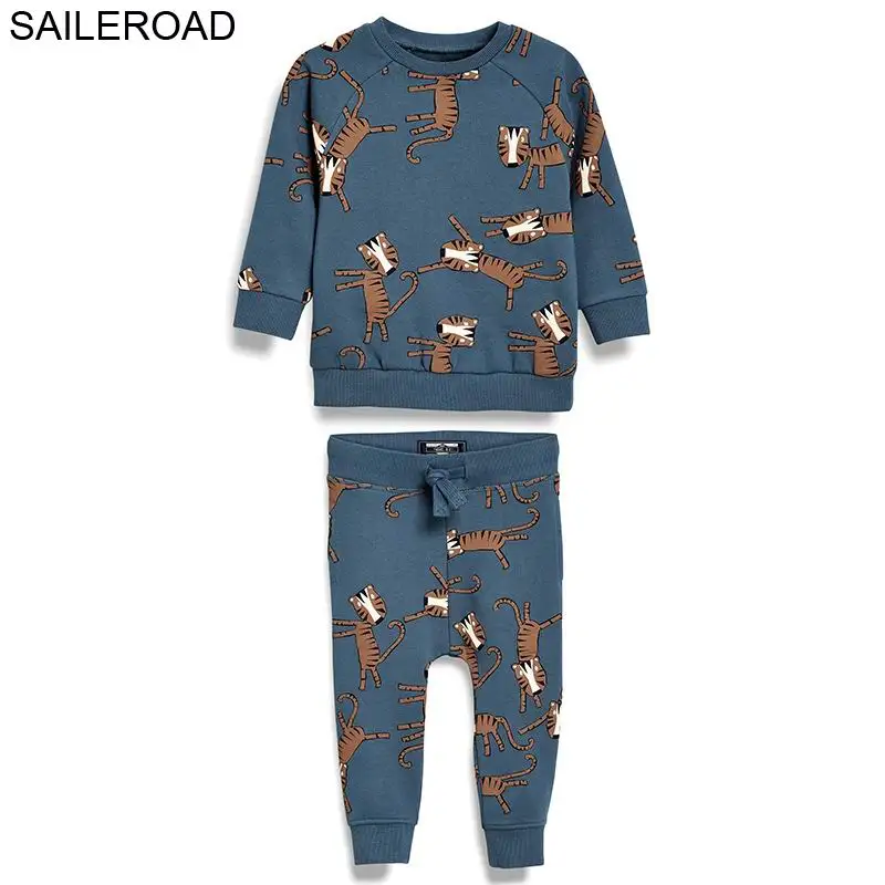 SAILEROAD/осенний костюм с мультяшным принтом для мальчиков, хлопковые детские костюмы, рубашки и штаны для малышей, наборы свитшотов