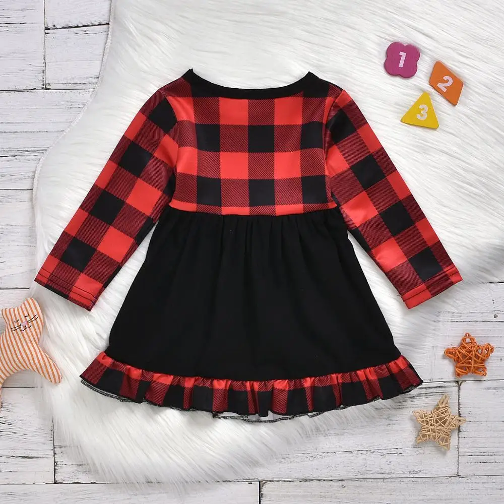 1 6T vestito a quadri con fiocco per bambina rosso e nero|Dresses| -  AliExpress