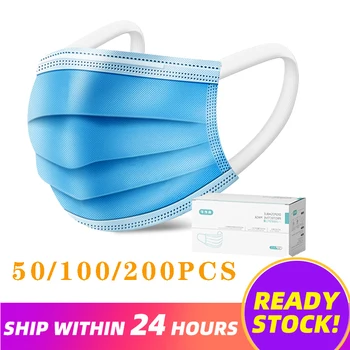 

10/50/100/200Pc Disposable Medical Face Mask Anti Dust Mouth Filter Breathable Mask 3 Layers Nonwove Protective Baby Adult Masks