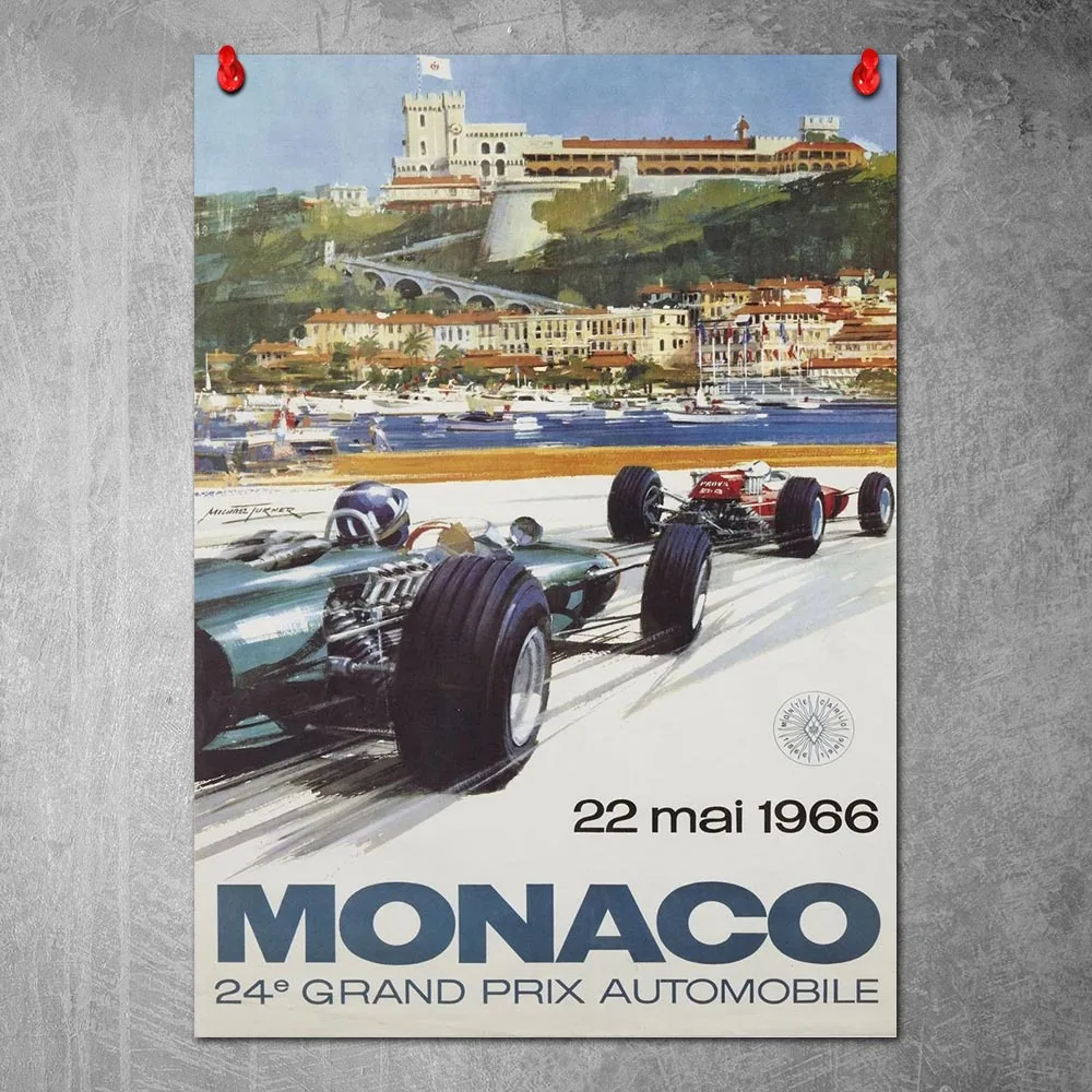 Modern Canvas Poster Monaco Grand Prix 1967 Wall Art Painting Nordic Posters and Prints Pictures for Home Decor No Frame | Дом и сад
