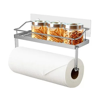 

Kitchen Wall Mounted Adhesive Paper Towel Holder Shelf Paper Towel Rack Basket For Kitchen Shower Bathroom Accessories