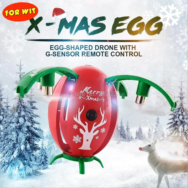 

RC Fly LED Flashing Christmas Gift, X-Mas Egg Drone G-Sensor Remote Control, Wifi 720P HD Aerial Photo Aircraft Quadrocopter Toy