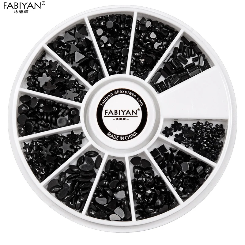 Колесо для дизайна ногтей 12 форм 3D акриловые черные звезды Сердце Луна цветок