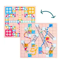 2 in 1 Double-Faced Wooden Flying Ludo Snake Ladder Game Board Kids Family Toy Table Board Game Toy Birthday Kids Gift 1