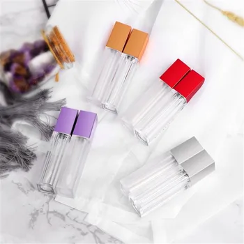 

5.5ml Square Lip Gloss Tube With Wand Applicator Empty Refillable Plastic Lipstick Lip Balm Bottles Vial DIY Cosmestic Container