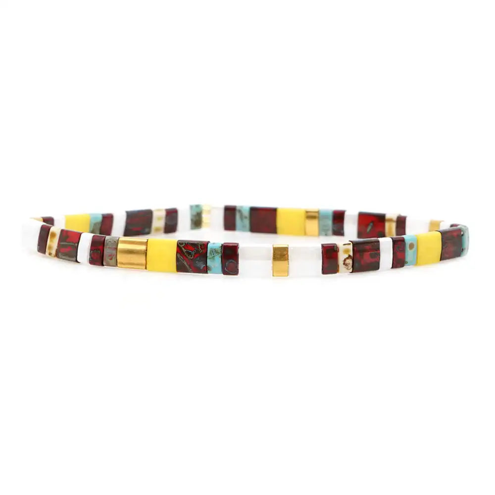 Браслеты с бусинами Shinus Tila MIYUKI, браслет Pulseira Mujer Moda, женские летние ювелирные изделия в богемном стиле, ручная работа, красочные, Bileklik - Окраска металла: MI-B190260D