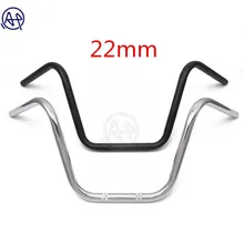 22 мм 7/" мотоциклетные стальные Рули высокого гонщика хром/черный для Honda Kawasaki Suzuki Harley Chopper Bobber Кафе Racer