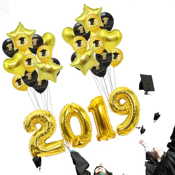 

Graduation Balloons Set Balloon Heart Star Cap Foil Latex Balloons Kit for Graduation Party Supplies MYDING