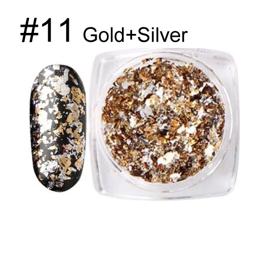Gold-Silver Bittb 2pcs Colorful Irregular Nail Foil Paper Sticker Gold Silver Nail Art Stickers Decoration 3D Design Glitter Manicure - Color: Gold-Silver