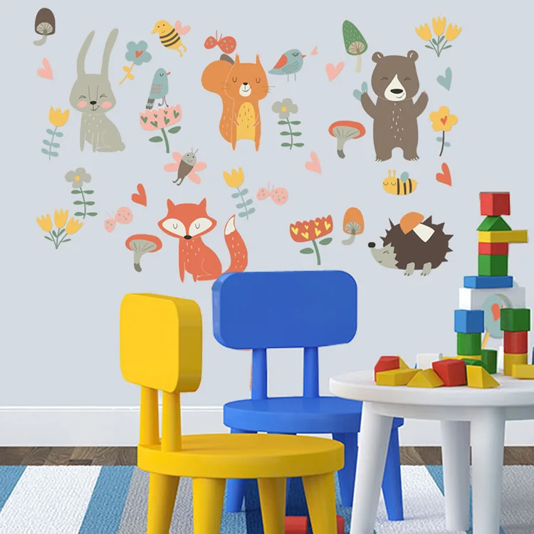 Forest Animal Party Wall Sticker for Kids Bedroom 6 x6