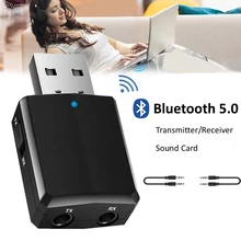 Electop USB Bluetooth 5,0 transmisor receptor 3 en 1 Adaptador de EDR Dongle 3,5mm AUX para PC TV auriculares estéreo de Audio de coche