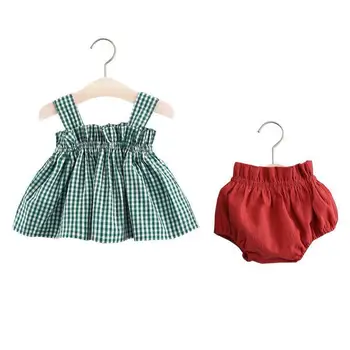 

DishyKooker Kids Girl Shorts+Camisole with Plaid Printing Cute Cotton Summer Outfit
