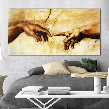 

Creation of Adam Hand of god Religion Canvas painting famous painting copy of Michelangelo Sistine Chapel frescoes Wall Art