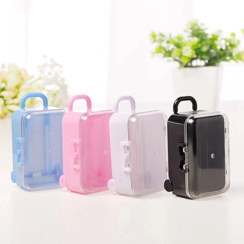 

Black mini roller travel suitcase candy box personality creative wedding candy box luggage trolley case candy toy small storag