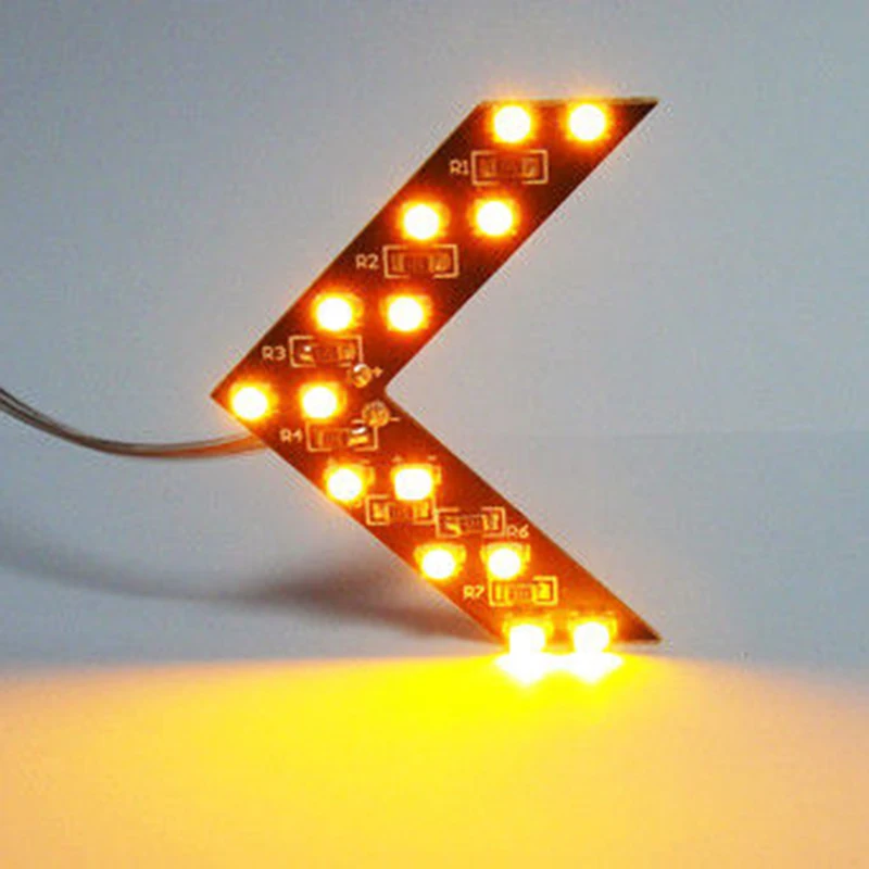 

2pcs Car LED Arrow Rear View Mirror Turn Lights 12V Indicator Yellow Safety Marker Lamps Accessory Signal Lamp