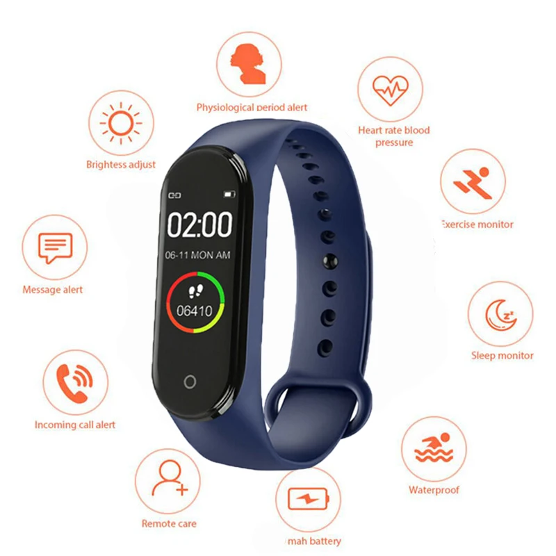 

M4 Smart Wristband Heart Rate Blood Pressure Health Waterproof Smart Watch Bluetooth Watch Men Women Wristband Fitness Tracker