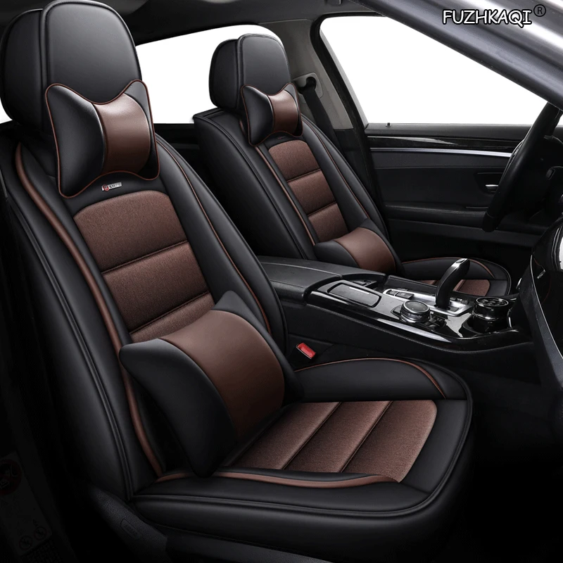 FUZHKAQI flax car sear covers for toyota rav4 corolla toyota chr camry vitz premio verso Prius Car seat protector car seats