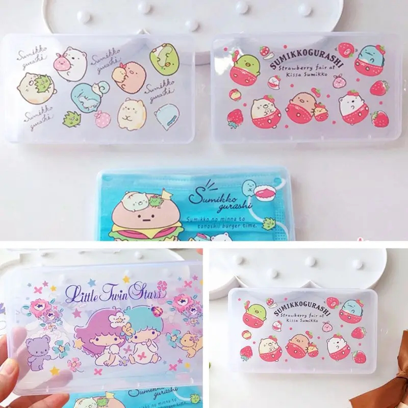 Cute Cartoon Animal Print Disposable Mask Storage Box Holder Dustproof Moisture-Proof Container Portable Jewelry Organizer