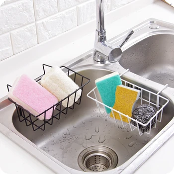 

Home kitchen storage shelves hanging iron cloth white cloth sponge small shelves Kitchen bathroom accessories