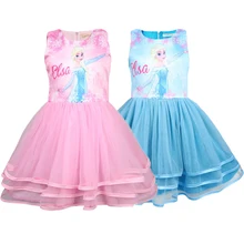 Платье для девочек; платья Снежной Королевы Эльзы и Анны для девочек; подарок на день рождения; костюм принцессы; летнее платье-пачка для девочек; одежда для детей