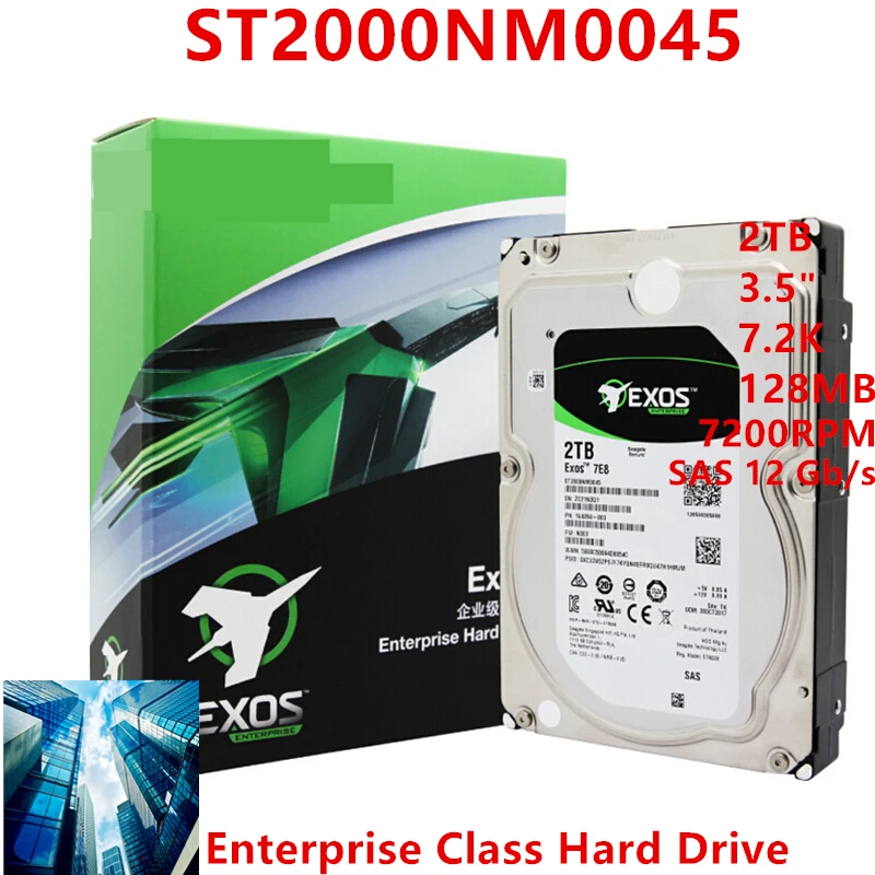 Новый оригинальный жесткий диск для Seagate Exos 2 ТБ 3 5 дюйма 7 K SAS 12 ГБ/сек. 128 МБ 7200
