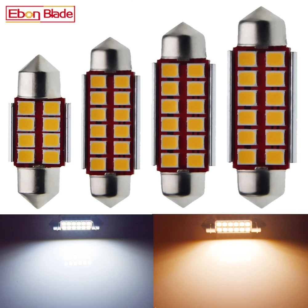 Ampoule LED CANBUS pour voiture, lampe de lecture intérieure automatique,  lumière de carte breton, blanc chaud, guirxiété, 6V, 12V, AC, C5W, C10W,  31mm, 36mm, 39mm, 41mm, 42mm, 2 pièces - AliExpress