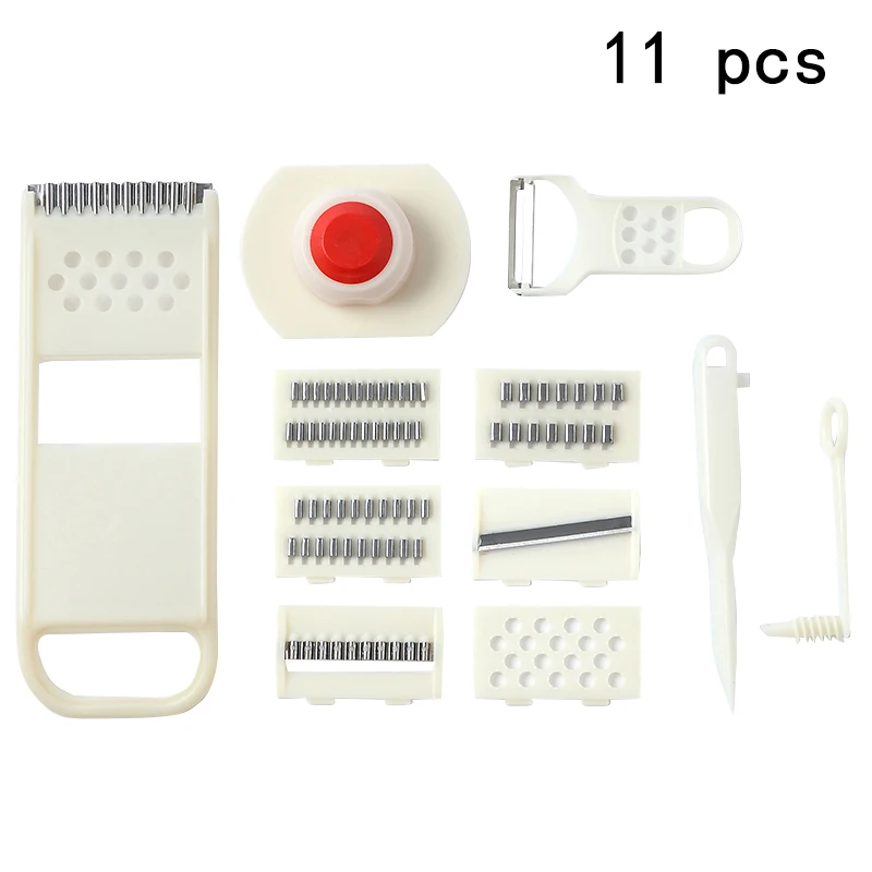 11 pcs 11 шт./компл. многофункциональный измельчитель фруктов и овощей Овощечистка слайсер для картофеля измельчитель овощей Терка для нарезки Кухня инструменты - Цвет: 11 pcs
