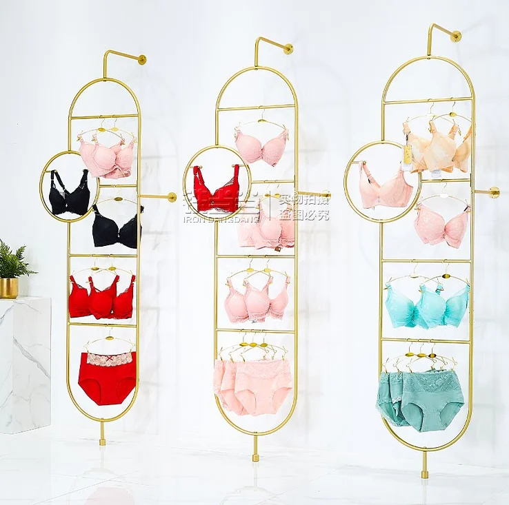 Underwear and panties display rack on the wall mounted hanger in the