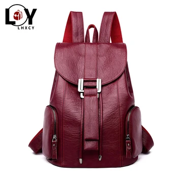 

High Quality Clamshell Drawstring Buckle Leather Backpacks Woman Fashion Luxury Famous Brand Travel Backpacks Soft Designer Bags