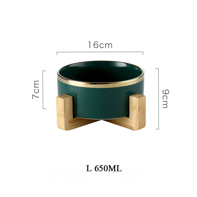 L gold Green frame 400/650 мл большая креативная Салатница десертная тарелка для дома в скандинавском стиле с деревянной ногой индивидуальность зеленая синяя керамическая тарелка - Цвет: L gold Green frame