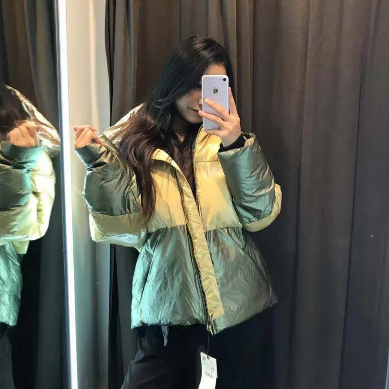 Vintage warm winter jacket women parkas color block coats and jackets women winter coat outerwear reflective jackets coats