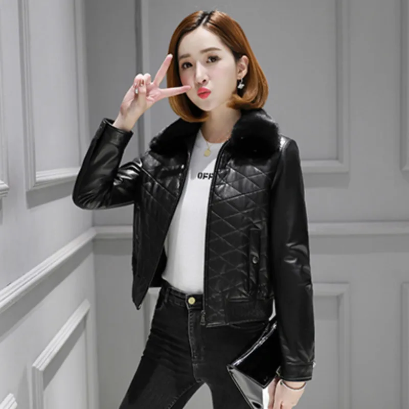 

Mink Fur Collar Sheepskin Down Coat Real Genuine Leather Jacket Women Clothes 2020 Korean Short Tops Chaqueta Mujer ZT3549