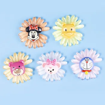 

10Pcs Cartoon Animals Flower Flatback Resin Cabochon for Hair Bows Accessories DIY Embellishments Scrapbooking Decor Craft 37mm