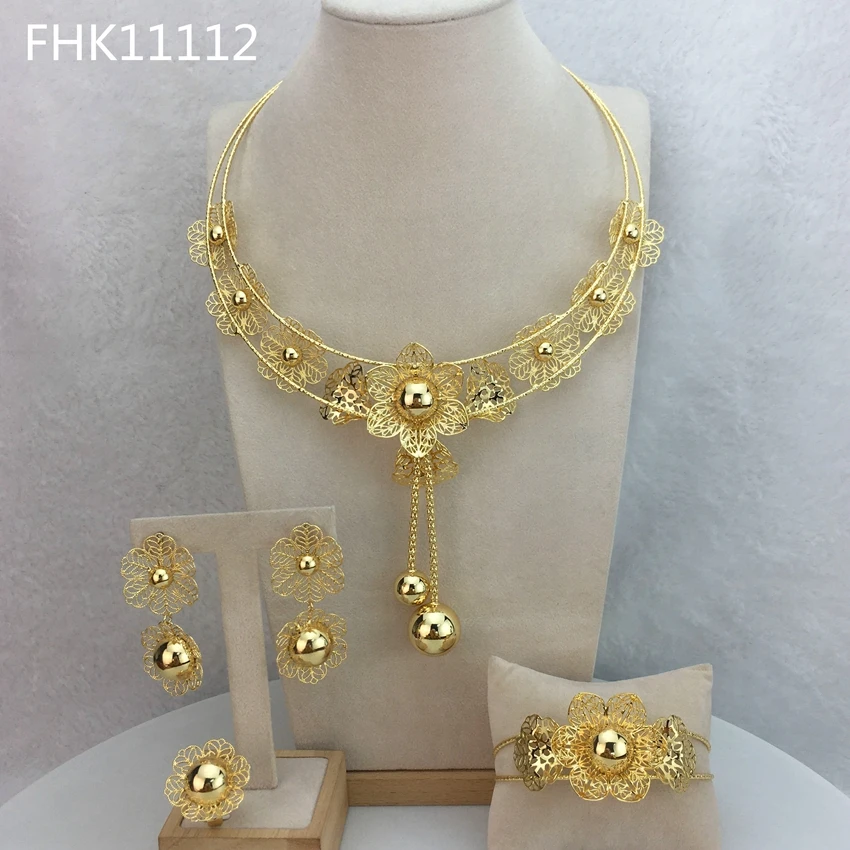

YUMINGLAI Flowers Elegant Design Dubai African Wedding Party Jewelry Set FHK11112