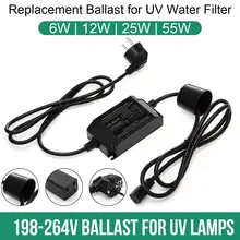 220 v 6 w 12 w 25 55 w 75 w tratamento de água luz ultravioleta bactericida e esterilização uv lâmpada adaptador de alimentação com plug lastro(China)