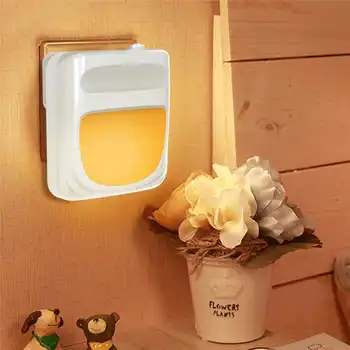 

Light Sensor Mini Plug-in Dimmable LED Night Light Bedside Wall Lamp Home Indoor Decor AC100-240V Novelty Square Baby Gift
