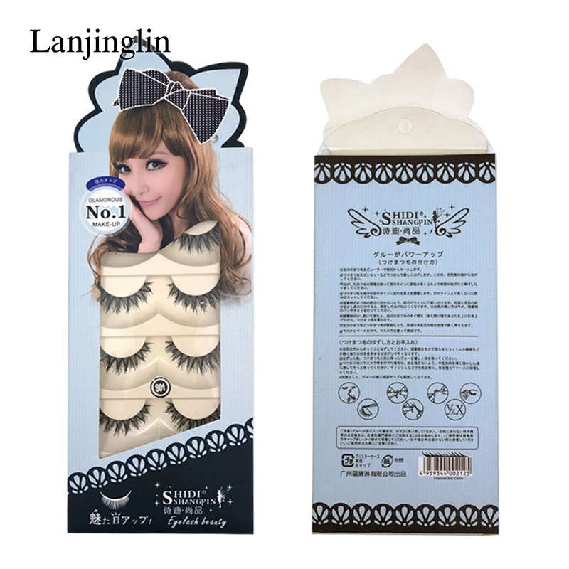 LANJINGLIN, 5 пар, натуральные крестовые ресницы, ручная работа, накладные ресницы для наращивания, искусственные накладные ресницы, для макияжа, полная полоска, ресницы, 0,5 см-1 см